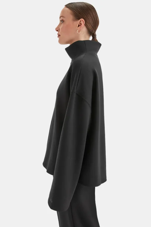 SoftSmart Funnel Neck Sweatshirt - Black
