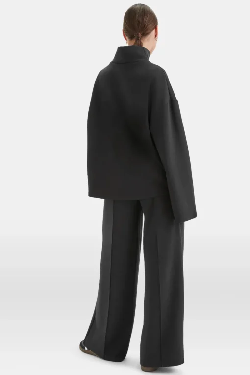 SoftSmart Funnel Neck Sweatshirt - Black