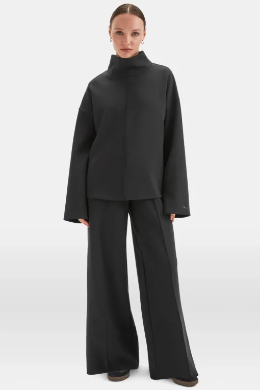 SoftSmart Funnel Neck Sweatshirt - Black