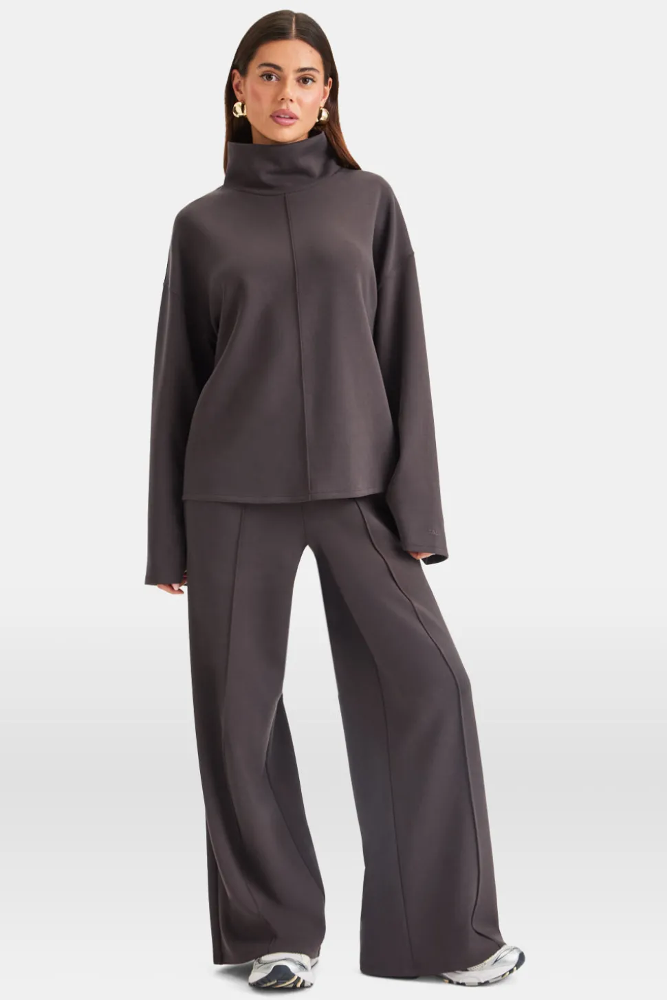 SoftSmart Funnel Neck Sweatshirt - Cocoa