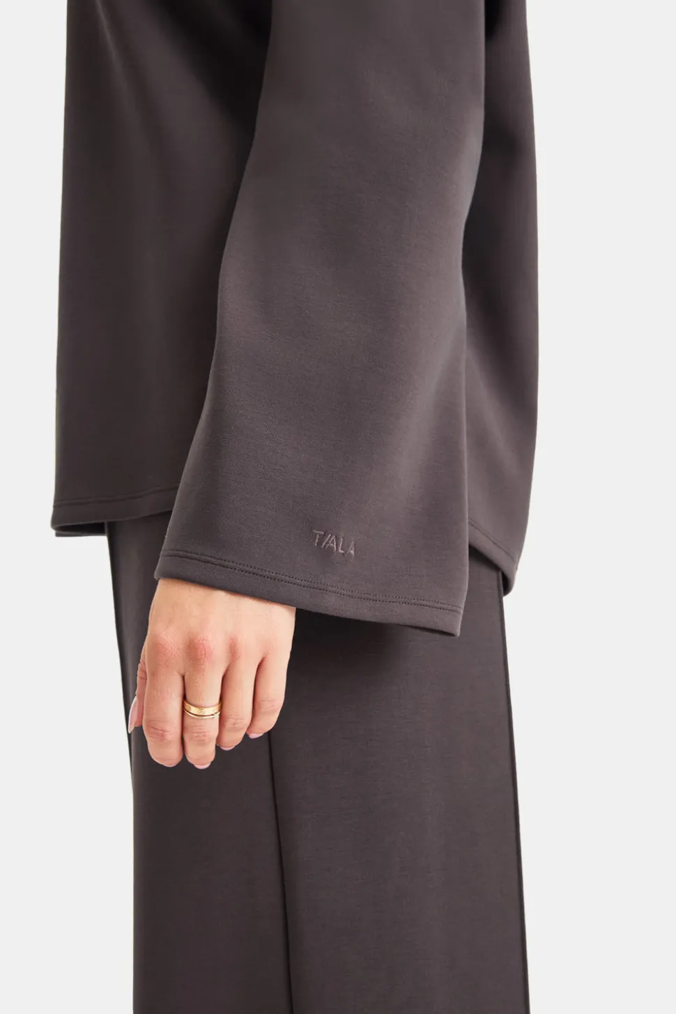 SoftSmart Funnel Neck Sweatshirt - Cocoa