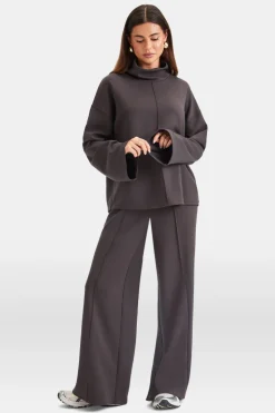 SoftSmart Funnel Neck Sweatshirt - Cocoa