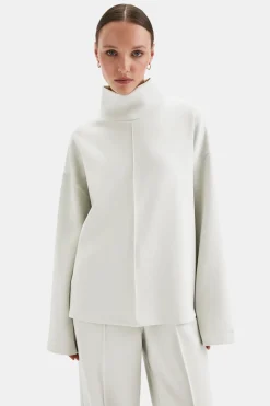 SoftSmart Funnel Neck Sweatshirt - Ecru