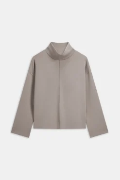 SoftSmart Funnel Neck Sweatshirt - Pebble
