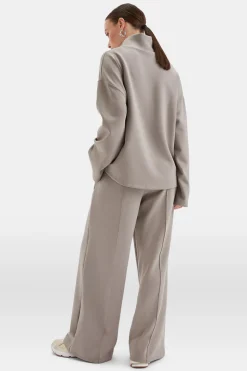 SoftSmart Wide Leg Jogger - Pebble