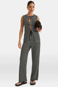 Stripe Knit Trouser - Black & White