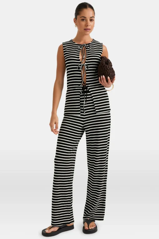 Stripe Knit Trouser - Black & White