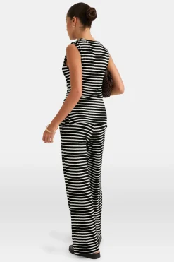 Stripe Knit Trouser - Black & White