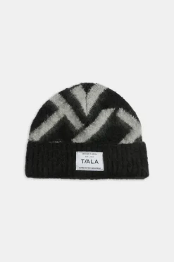 T Logo Brushed Beanie - Charcoal And Black