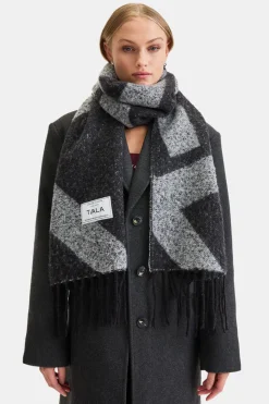 T Logo Brushed Scarf - Charcoal And Black