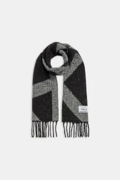 T Logo Brushed Scarf - Charcoal And Black