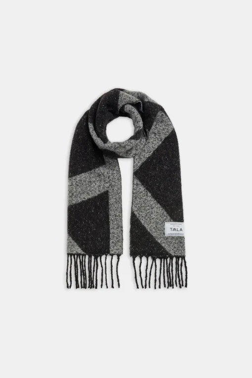 T Logo Brushed Scarf - Charcoal And Black