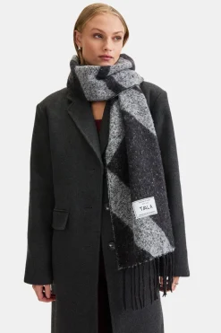 T Logo Brushed Scarf - Charcoal And Black