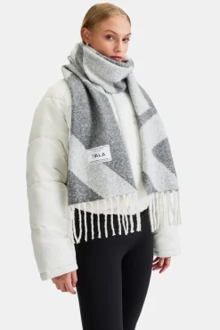 T Logo Brushed Scarf - Mid Grey And Light Grey