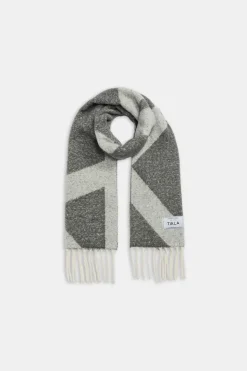T Logo Brushed Scarf - Mid Grey And Light Grey