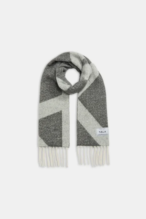 T Logo Brushed Scarf - Mid Grey And Light Grey