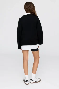 T Logo Knit Sweater - Black And Milk