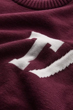 T Logo Knit Sweater - Burgundy And Buttermilk