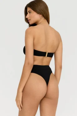 Tierra High Waisted Cheeky Bikini Brief - Shadow Black