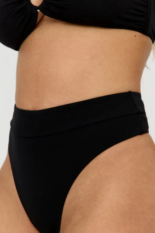 Tierra High Waisted Cheeky Bikini Brief - Shadow Black