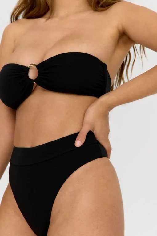 Tierra High Waisted Cheeky Bikini Brief - Shadow Black