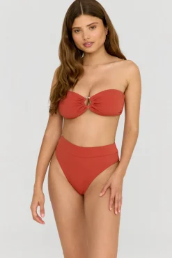 Tierra High Waisted Cheeky Bikini Brief - Rust Orange