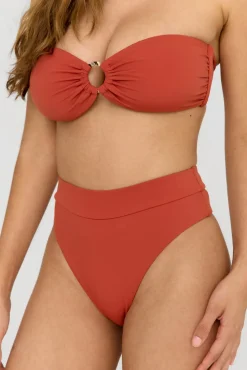 Tierra High Waisted Cheeky Bikini Brief - Rust Orange