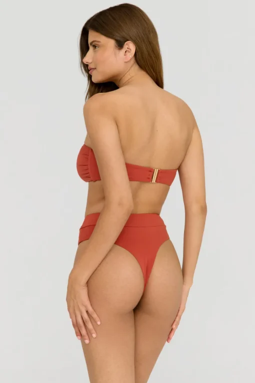 Tierra High Waisted Cheeky Bikini Brief - Rust Orange