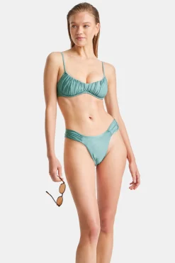 Underwired Gathered Bikini Top - Teal