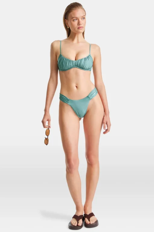 Underwired Gathered Bikini Top - Teal