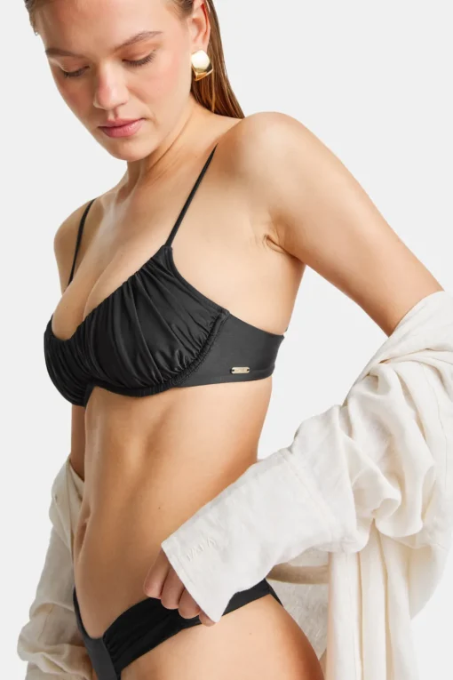 Underwired Gathered Bikini Top - Black Onyx