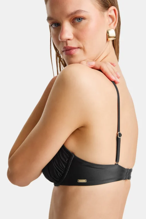 Underwired Gathered Bikini Top - Black Onyx