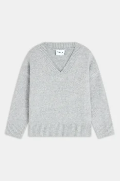 V Neck Jumper - Grey Marl