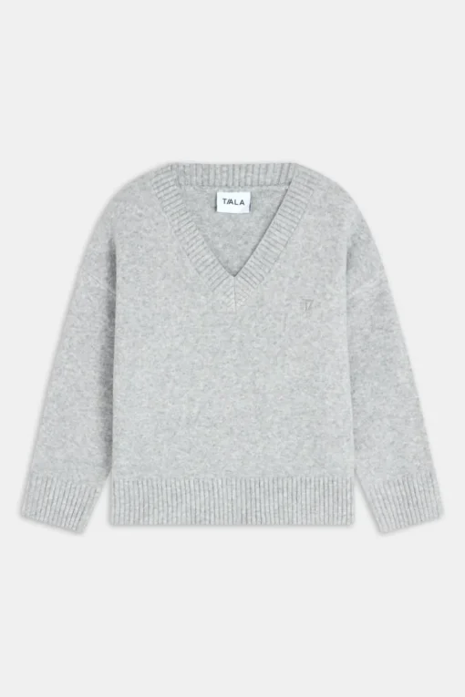 V Neck Jumper - Grey Marl