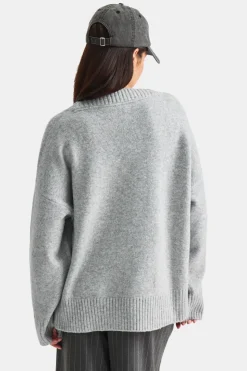 V Neck Jumper - Grey Marl