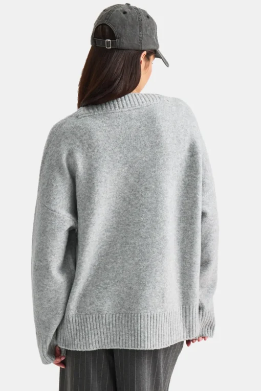 V Neck Jumper - Grey Marl