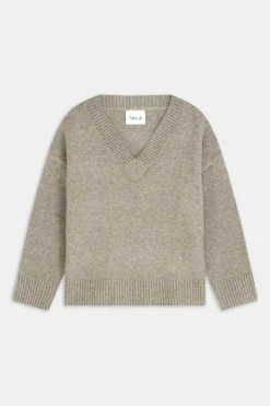 V Neck Jumper - Oat Marl