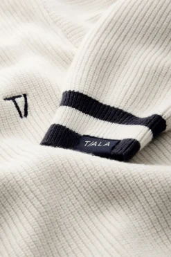 V Neck Knitted Cricket Jumper - Ivory & Midnight Navy