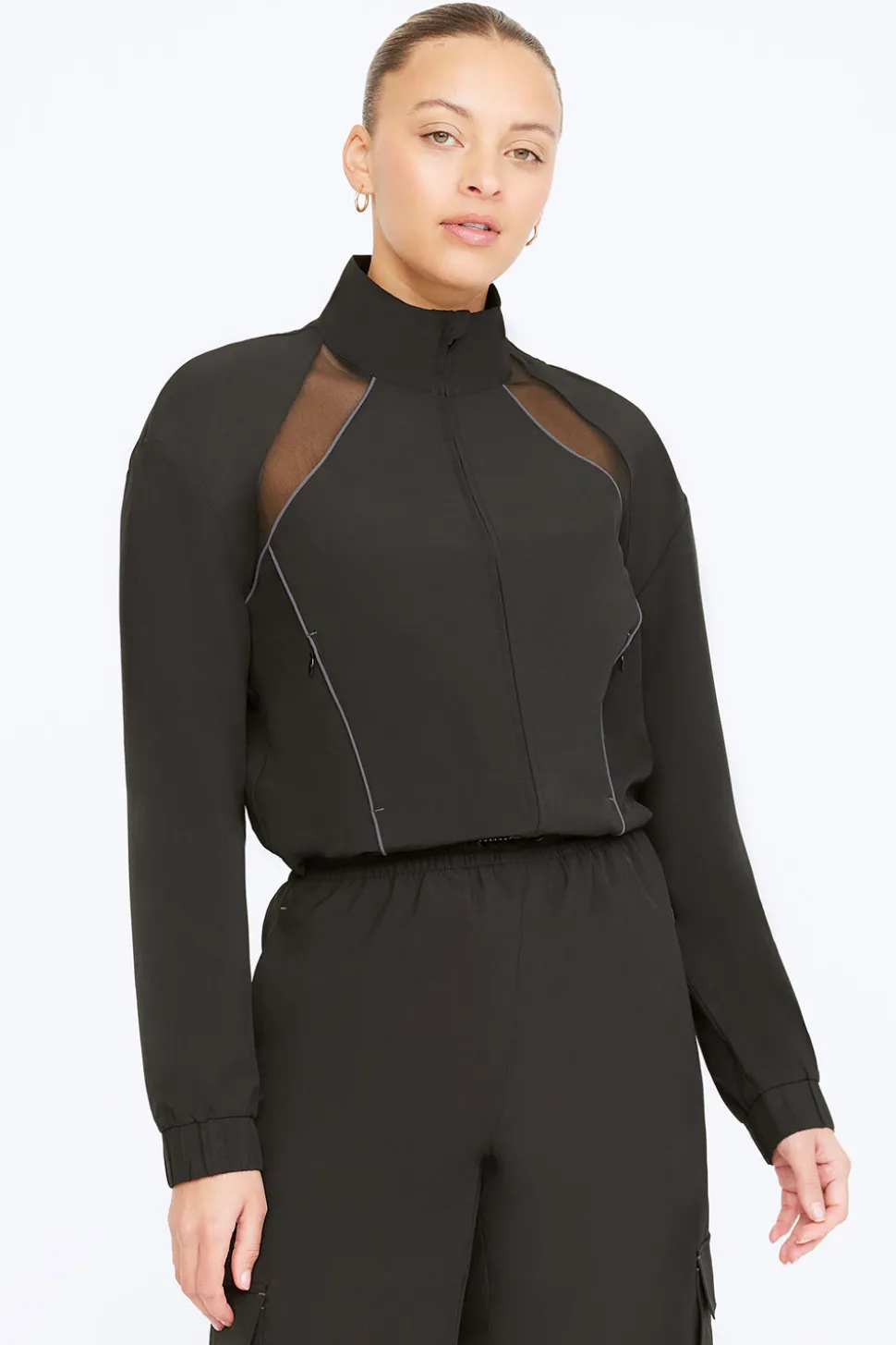 Woven Track Jacket - Black